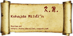 Kohajda Milán névjegykártya