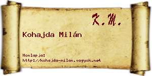 Kohajda Milán névjegykártya