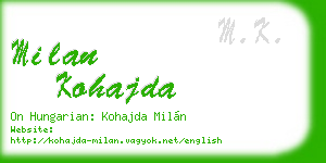 milan kohajda business card